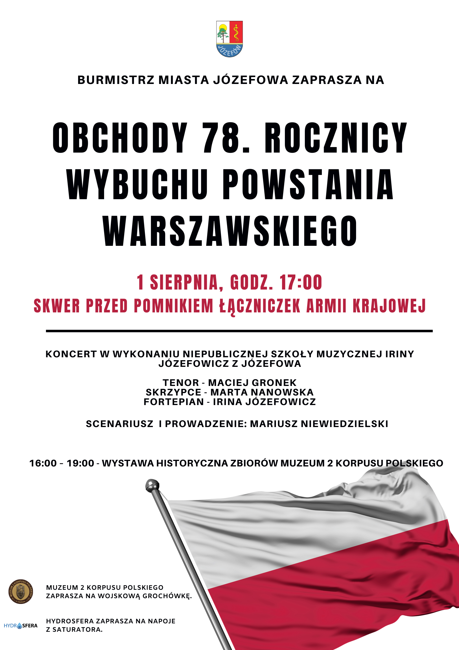 Plakat z flagą Polski i informacjami o wydarzeniu.