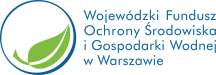 Logo WFOŚ: napis" Wojewódzki Fundusz Ochrony Środowiska i Gospodarki Wodnej i rysunek zielonego liścia w kole.