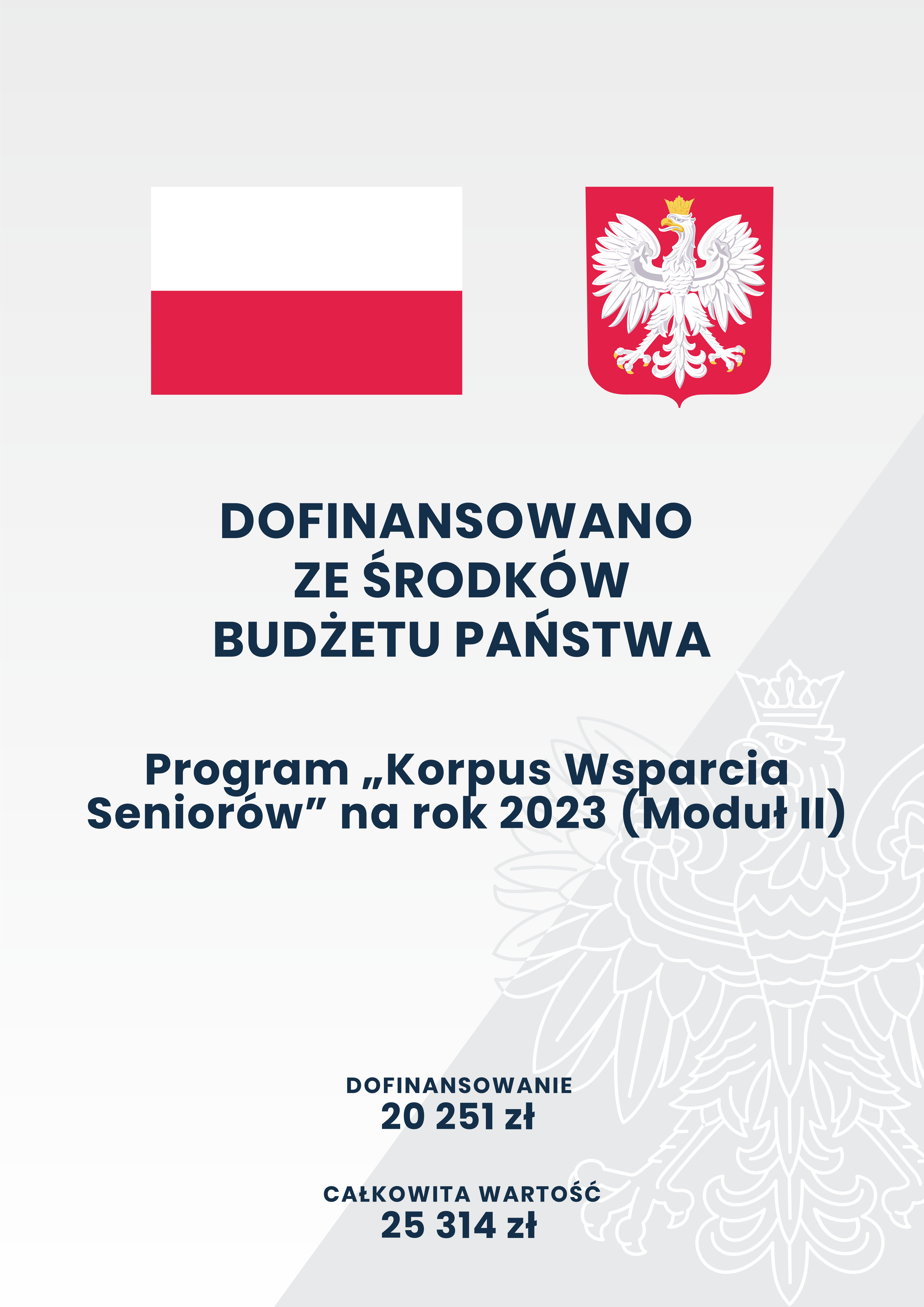 Baner z informacjami o dofinansowaniu.