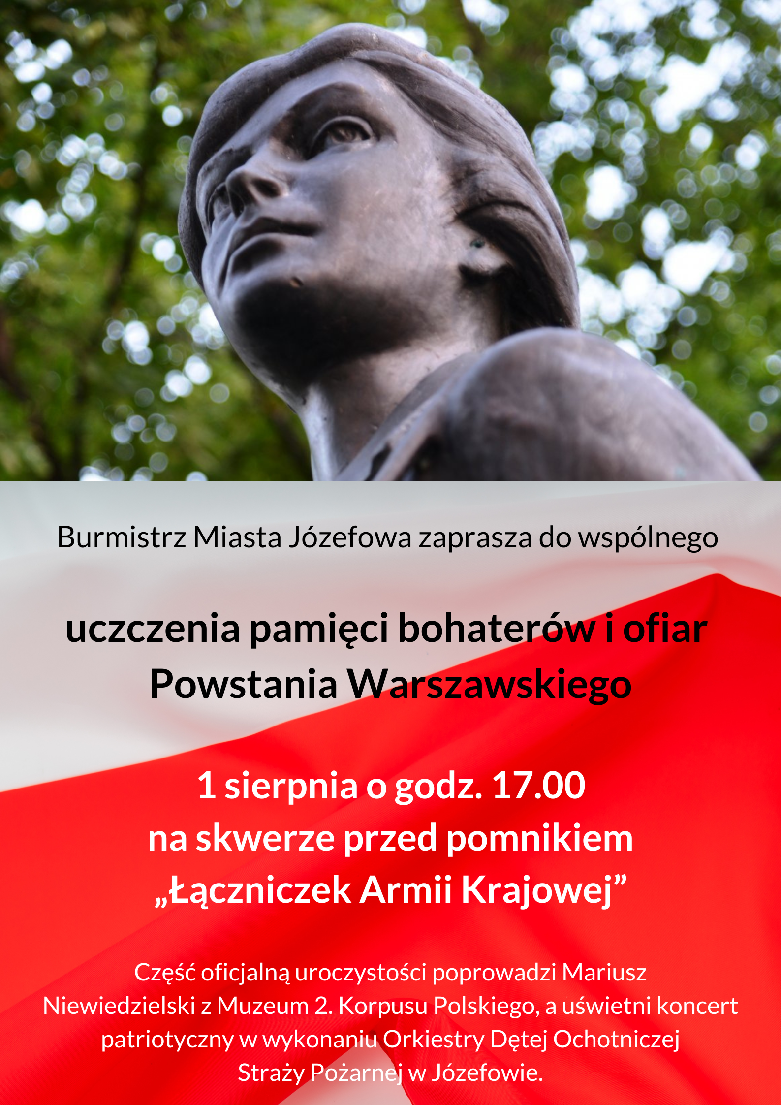Plakat. Na górze zdjęcie pomnika Łączniczki. Na dole informacje o obchodach.