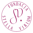 logo Stella Virium. czerwona napis na biały tle.