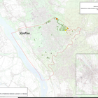 Mapa Józefowa z zaznaczonymi działkami, które zostaną objęte zabiegami pielęgnacyjnymi.