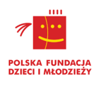 Czerwony kwadrat imitujący twarz. Pod spodem nazwa fundacji.