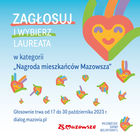 Plakat z informacjami o konkursie. Po prawej stronie rysunek serca i tęczy.