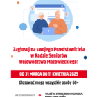 Grafika przestawiająca dwójkę ludzi w podeszłym wieku, siedzących przed otwartym laptopem. Napis Twój glos ma znaczenie
