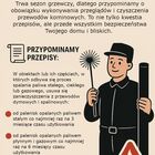 plakat promujący przeglądy kominów przedstawiający kominiarza