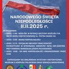 plakat obchodów 11 listopada 2025 z programem wydarzenia i flagą Polski w tle plakat obchodów 11 listopada 2025 z programem wydarzenia i flagą Polski w tle